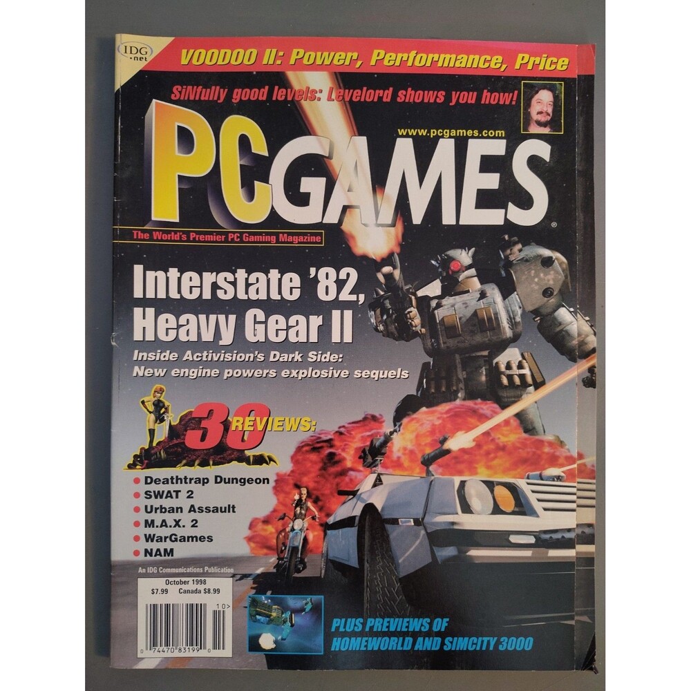 PC Games Magazine October 1998 Interstate 82 Voodoo II SimCity 3000 NO LABEL